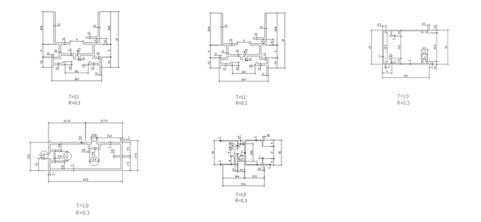 Mặt cắt khung nhôm của cửa lưới hệ xếp không ray Alo House